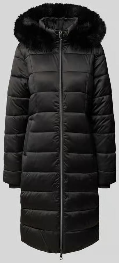 Christian Berg Woman Selection Regular fit gewatteerde mantel van pure katoen met kraag van imitatiebont