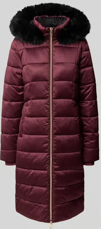 Christian Berg Woman Selection Regular fit gewatteerde mantel van pure katoen met kraag van imitatiebont