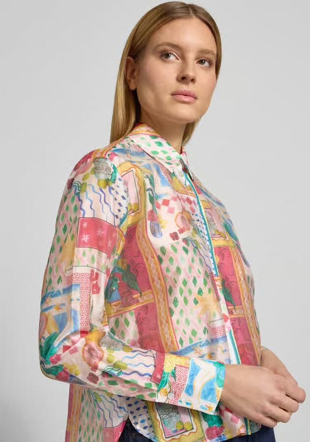 Christian Berg Woman Selection regular fit voile blouse met dolce vita print