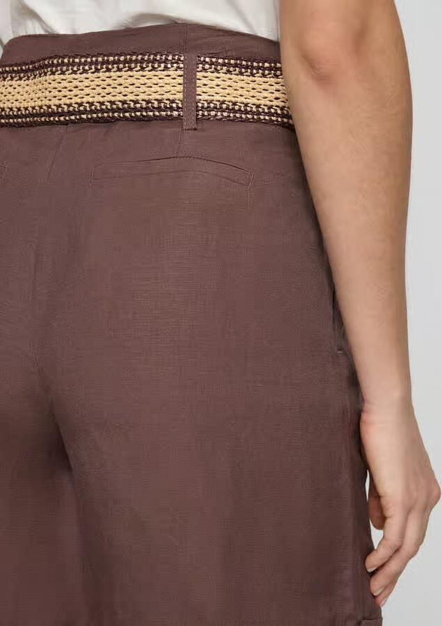 Christian Berg Woman Selection Short van mix van linnen en viscose met riem