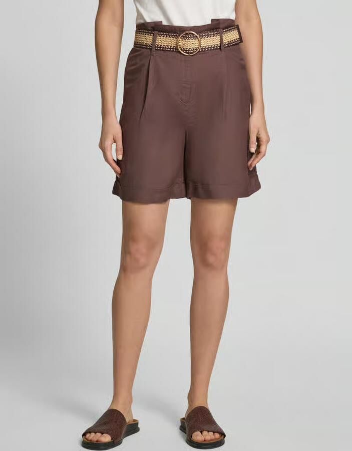 Christian Berg Woman Selection Short van mix van linnen en viscose met riem - Foto 3
