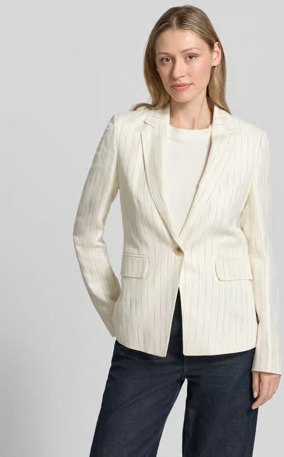 Christian Berg Woman Selection slim fit blazer van linnenmix met streepmotief - Foto 3