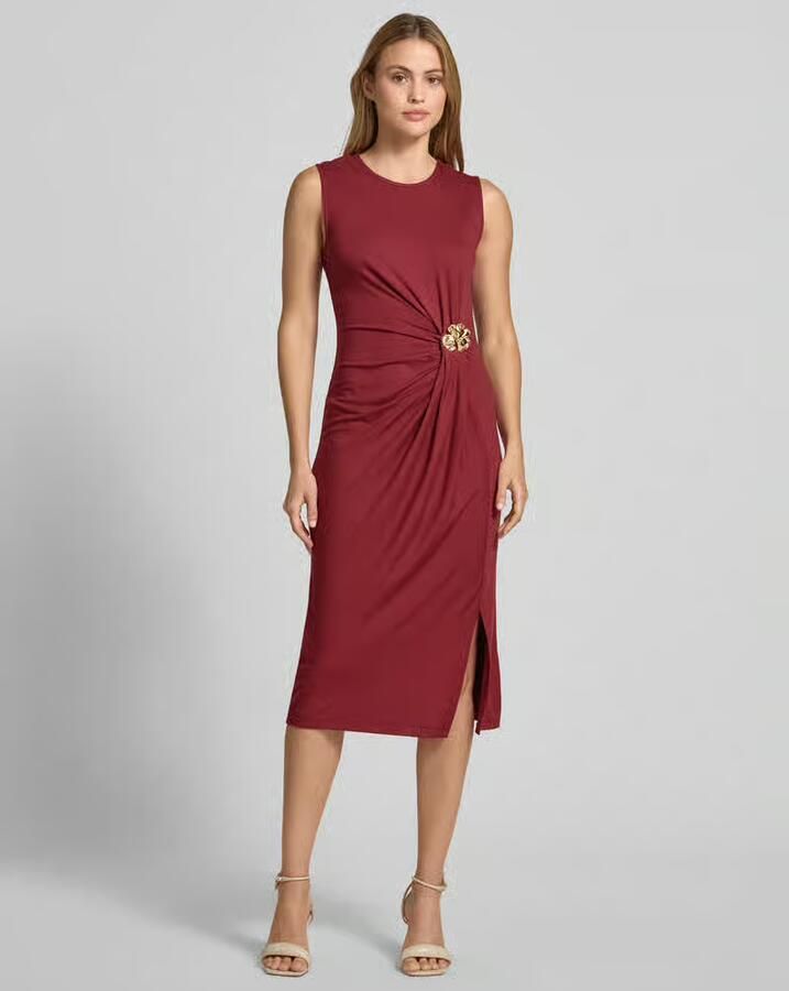Christian Berg Woman Selection slim fit midi-jurk van viscosemix met rimpelingen - Foto 2