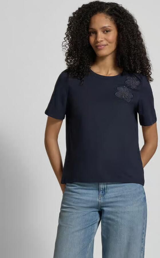 Christian Berg Woman Selection T-shirt met florale applicaties en ronde hals - Foto 4