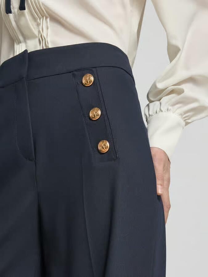 Christian Berg Woman Selection wide fit stoffen broek met siersteentjes van viscosemix
