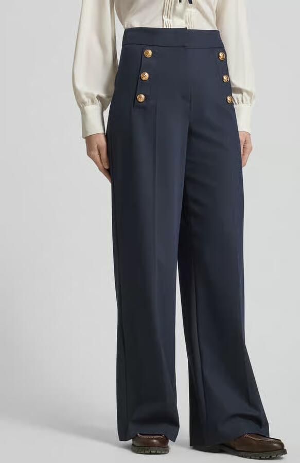 Christian Berg Woman Selection wide fit stoffen broek met siersteentjes van viscosemix - Foto 3