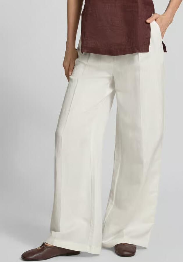 Christian Berg Woman Selection Wide leg broek van linnenmix met riem - Foto 4