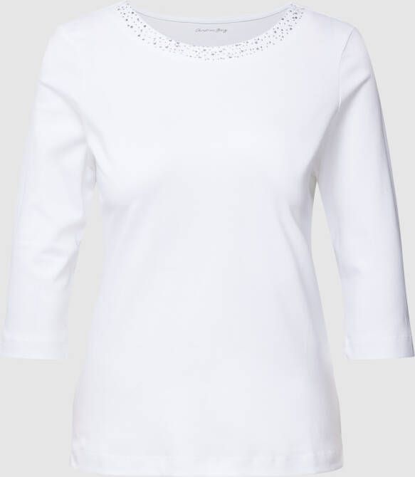 Christian Berg Woman Regular fit shirt met 3 4-mouwen en strass-steentjes