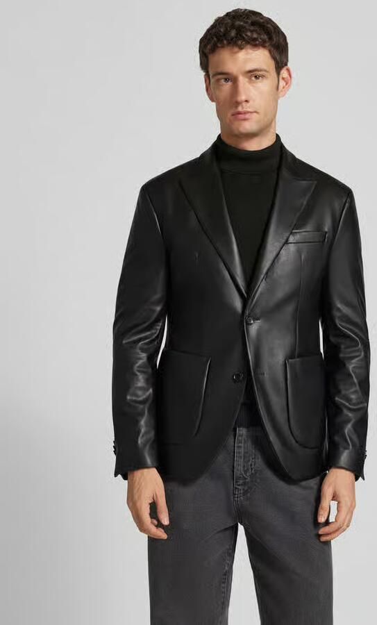 CINQUE 2-knoops colbert in leerlook model 'DRAGO' - Foto 4