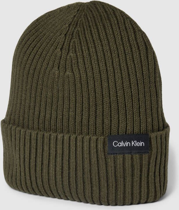 Calvin Klein Beanie CLASSIC COTTON RIB BEANIE met logopatch