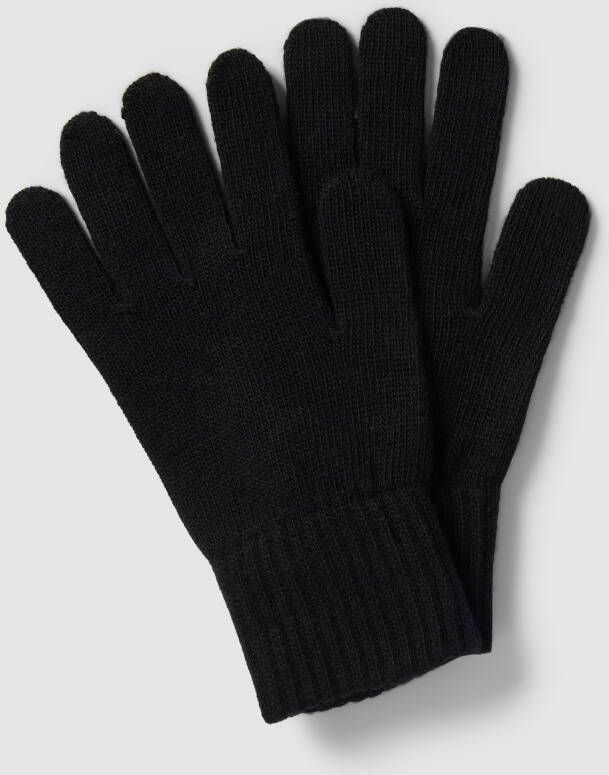 Calvin Klein Wollen Handschoenen Zwart Metalen Logo Instapsluiting Black Unisex