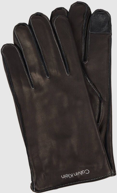 Calvin Klein Zwarte Heren Handschoenen met Contrastdetails Black Heren
