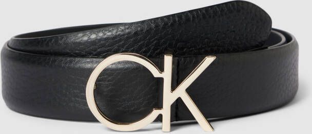 Calvin Klein Stijlvolle Zwarte Leren Riem met Monogram Lus Black Dames