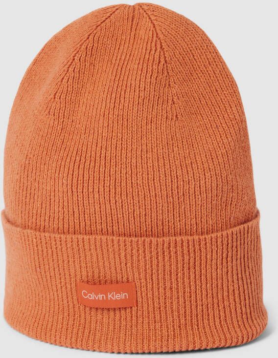 Calvin Klein Logo Geborduurde Beanie Veel Oranje Orange Dames