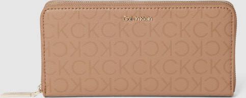 Calvin Klein Damesportemonnee met allover logo en rits Brown Dames