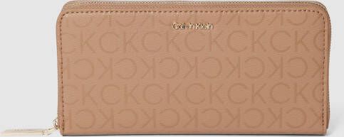 Calvin Klein Damesportemonnee met allover logo en rits Brown Dames