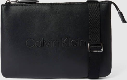 Calvin Klein Zwarte Polyester Schoudertas met Verstelbare Band Black