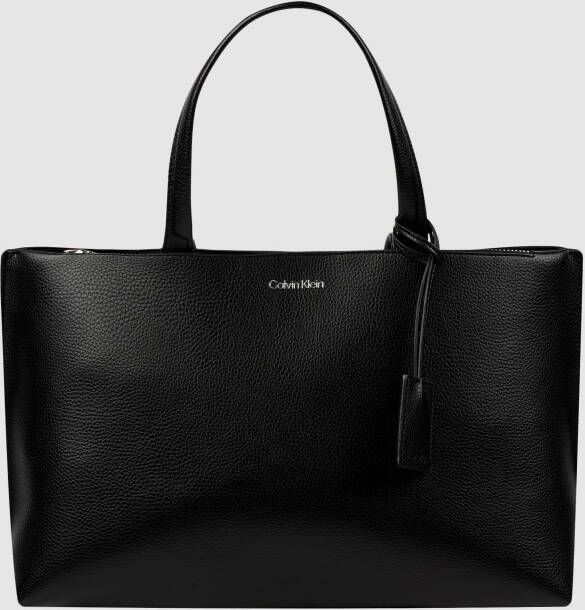 Calvin Klein Zwarte polyurethaan handtas met schouderhengsels Zwart Dames