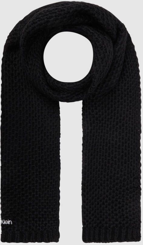 Calvin Klein Zwarte sjaal voor dames met contrastdetails Black Dames