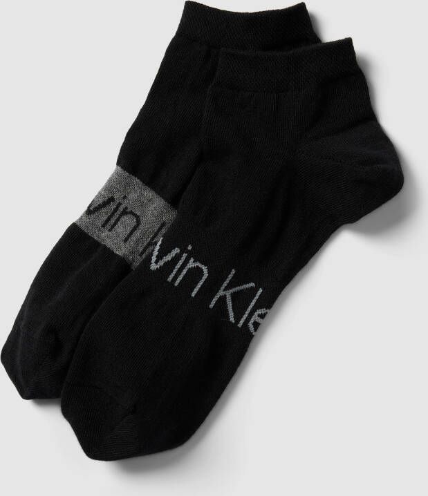 CK Calvin Klein Sneakersokken met labelprint in een set van 2 paar model 'RIBBO'