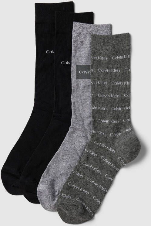 CK Calvin Klein Sokken met labelstitching in een set van 4 paar