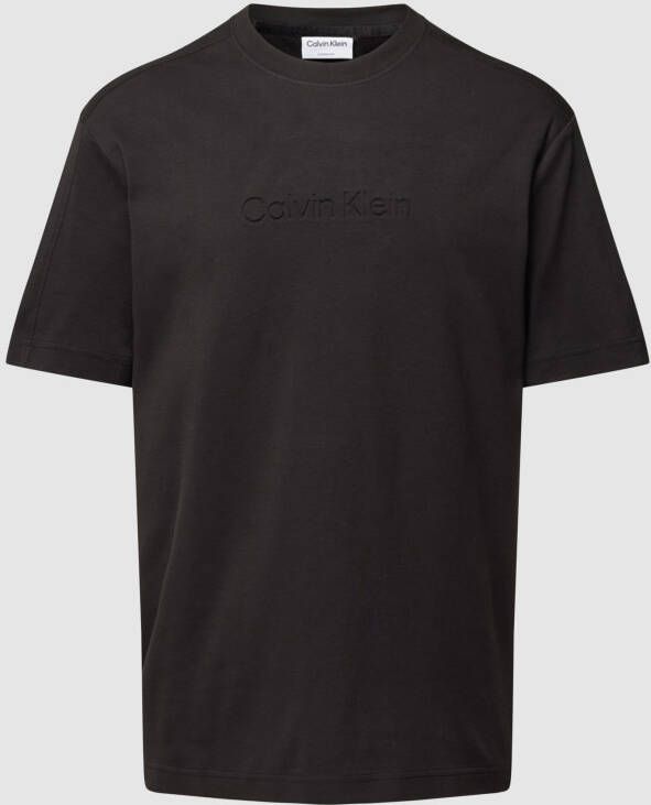 Calvin Klein Zwarte katoenen T-shirt met tonale logo Black Heren