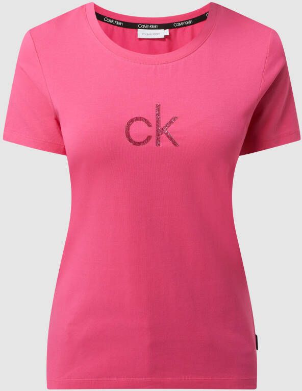 CK Calvin Klein T-shirt met logo en glittereffect