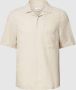 Calvin Klein Linnen Katoen Cubaanse Korte Mouw Shirt Beige Heren - Thumbnail 1