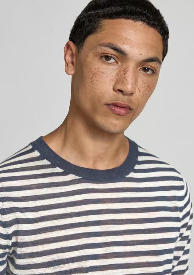 Closed regular fit T-shirt van linnenmix