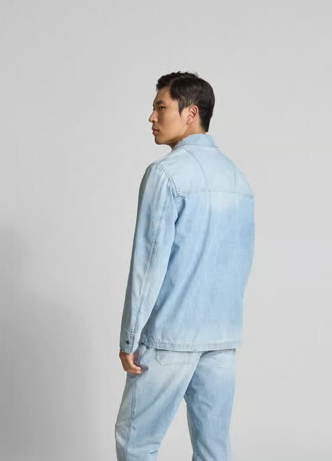 Closed relaxed fit overhemdjack in denimlook - Foto 3