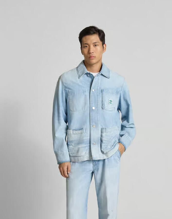 Closed relaxed fit overhemdjack in denimlook - Foto 2