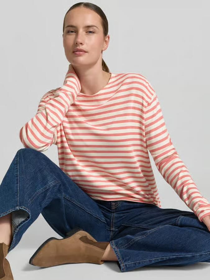 Closed Shirt met lange mouwen in all-over look met ronde hals