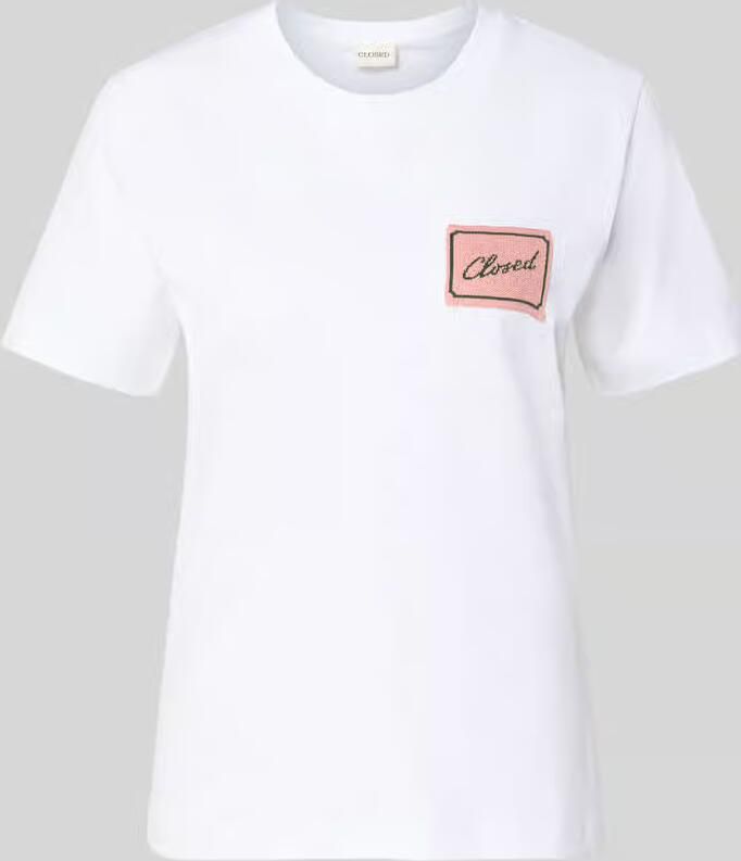 Closed t-shirt met labelpatch en ronde hals