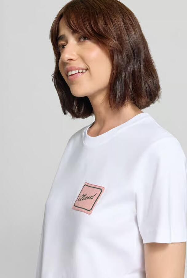 Closed t-shirt met labelpatch en ronde hals - Foto 2