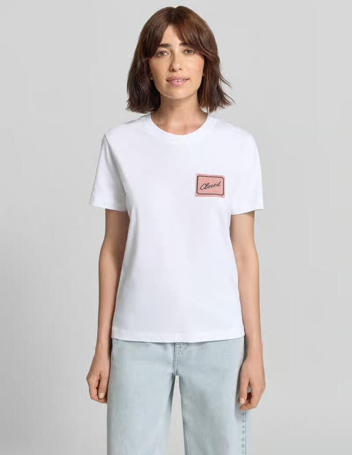 Closed t-shirt met labelpatch en ronde hals - Foto 2