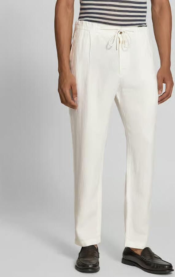 Closed tapered fit linnen broek - Foto 3