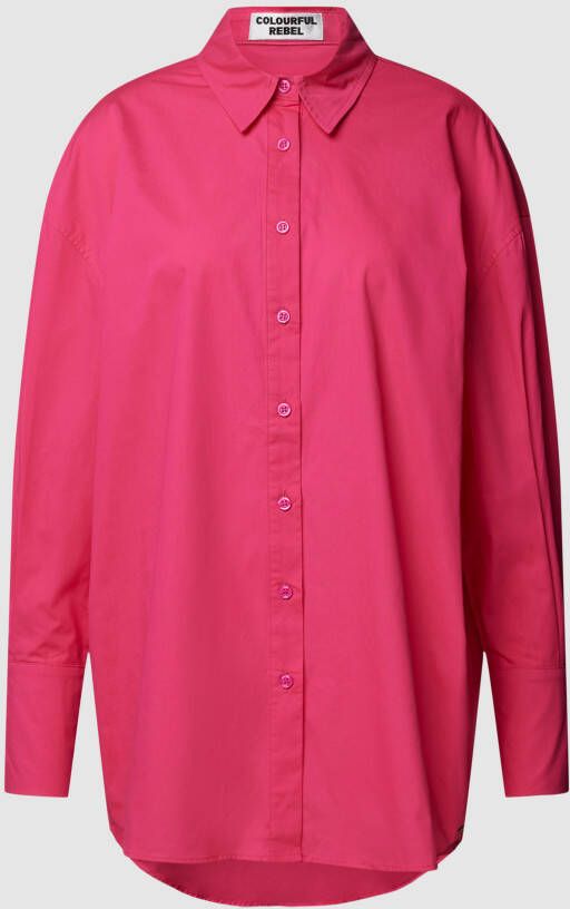 Colourful Rebel Oversized overhemdblouse met labeldetail model 'Talia'