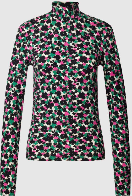 Colourful Rebel Shirt met lange mouwen en turtleneck model 'Neyo Cute Flower Peached'