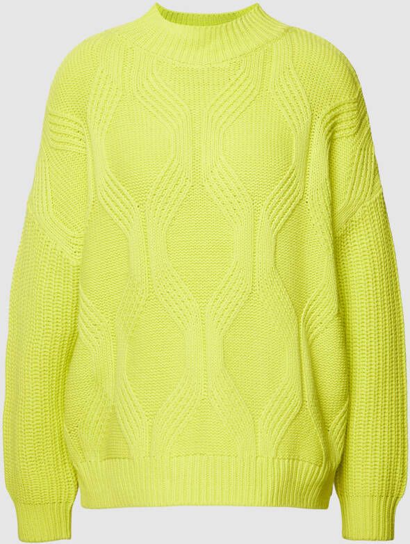 Comma Casual Identity Gebreide pullover met kabelpatroon en ronde hals