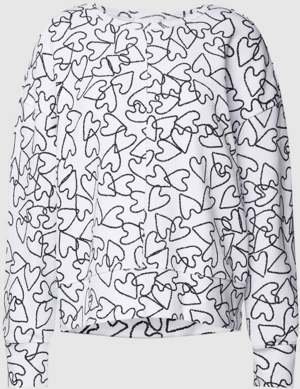 Comma Casual Identity Sweatshirt met motiefstitching model 'Valentinstag'