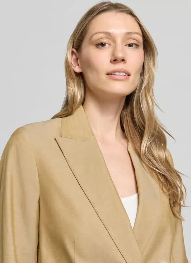 Comma blazer met linnen en patteszakken