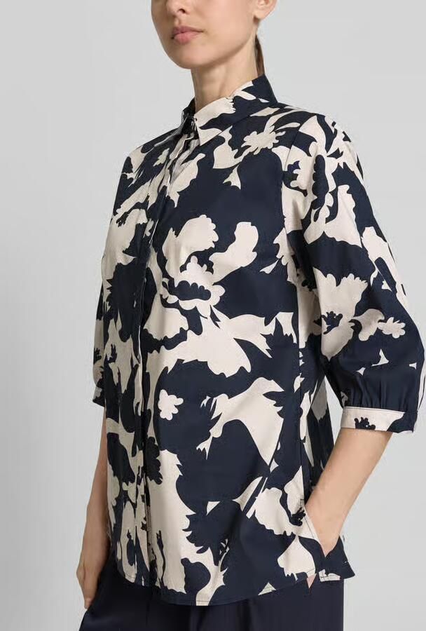 Comma Blouse met 3 4-mouw en verborgen knoopsluiting