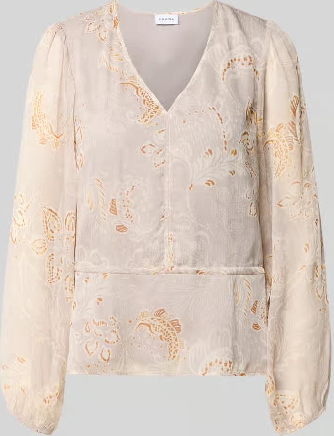 Comma blouse met lange mouwen met v-hals