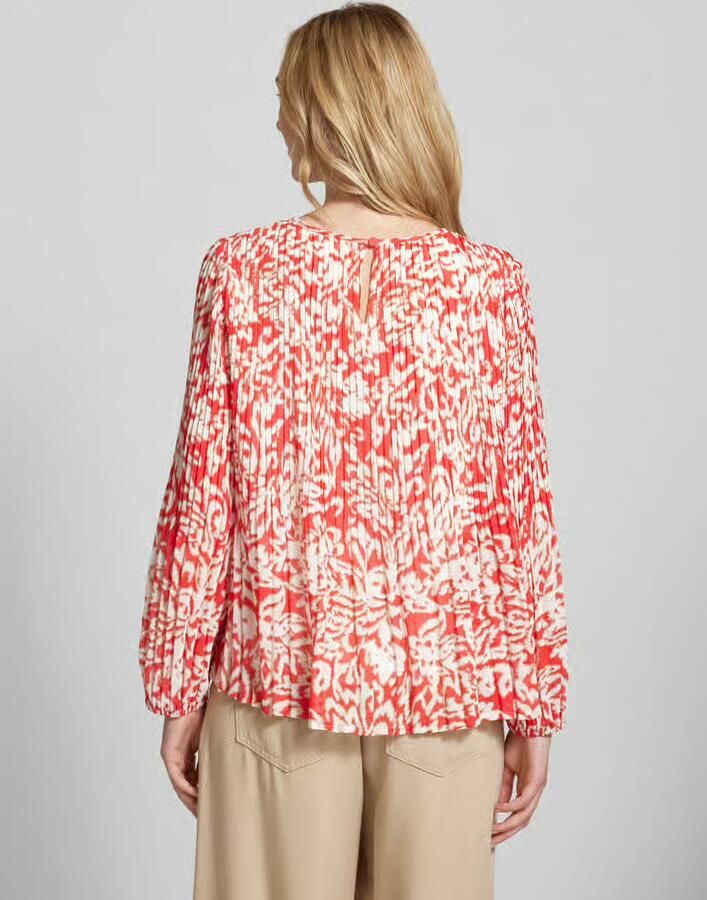 Comma Blouse met plissévouwen en ronde hals