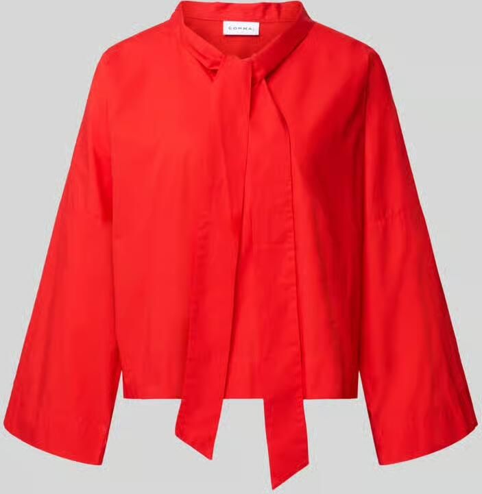 Comma Blouse met strik en sterk verlaagde schoudernaden - Foto 4