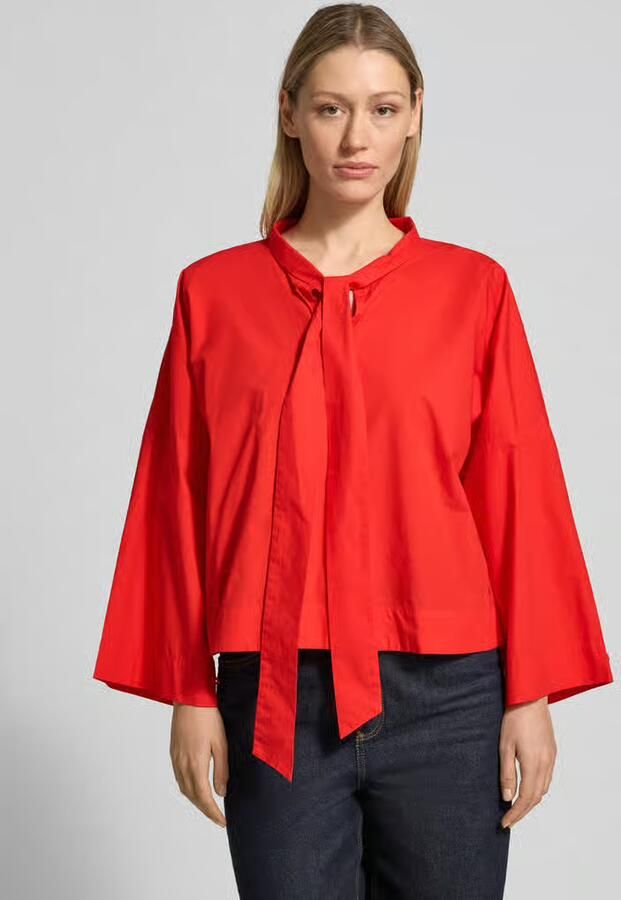 Comma Blouse met strik en sterk verlaagde schoudernaden - Foto 5