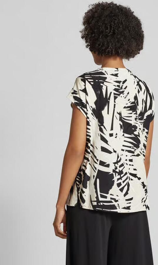 Comma top met all over print zwart beige ecru