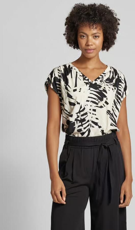 Comma top met all over print zwart beige ecru - Foto 2