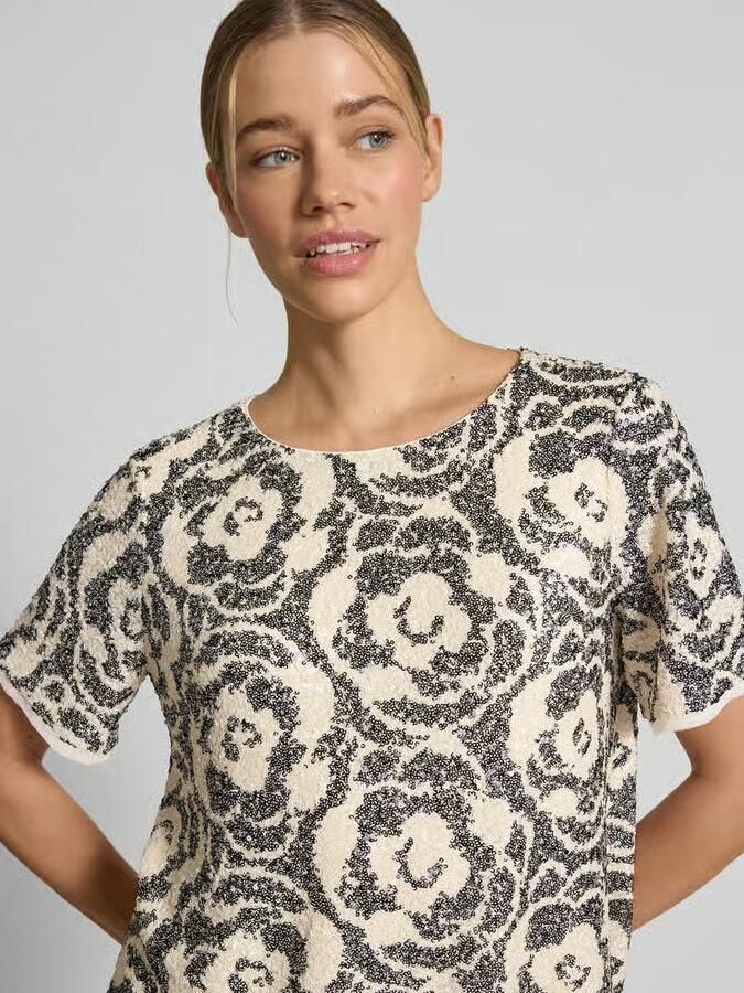 Comma Blouseshirt met pailletten en ronde hals - Foto 3