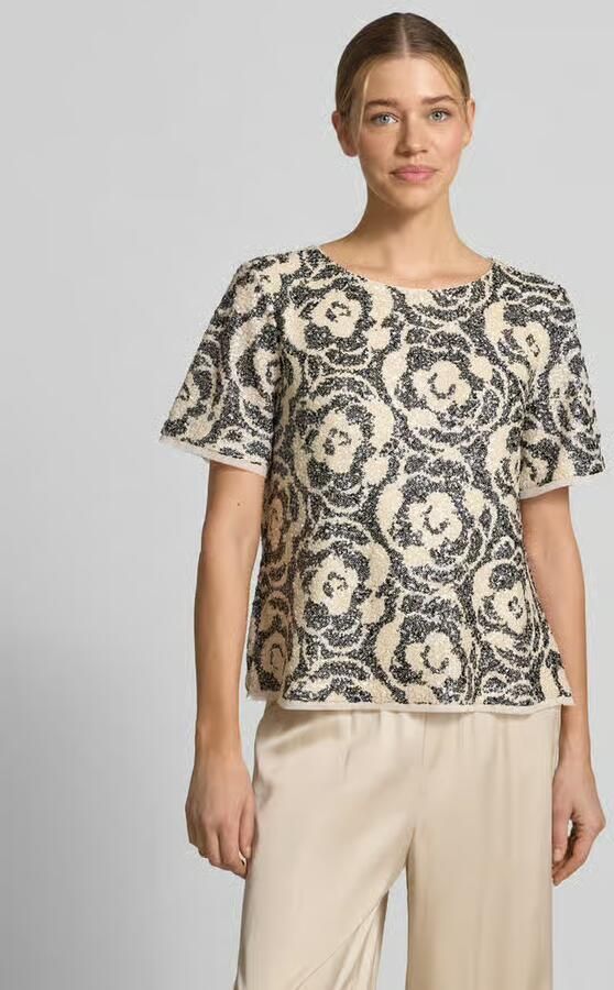 Comma Blouseshirt met pailletten en ronde hals - Foto 4